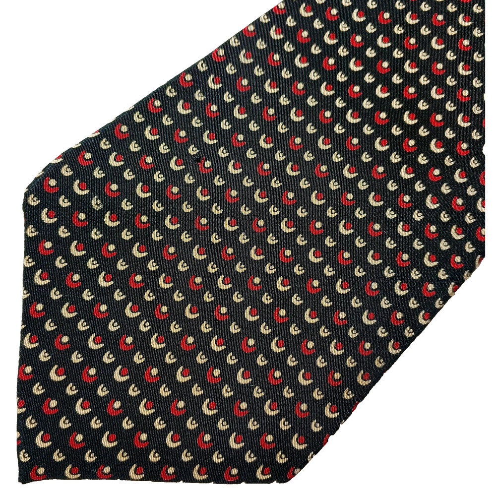 Vintage Polo Ralph Lauren Silk Tie Black Red Geometric Hand Made in USA 100%